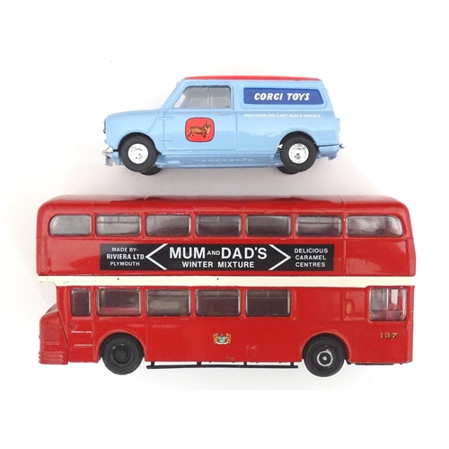 201 - Toys: A quantity of assorted die cast scale model vehicles, buses etc. to include a KMB Corgi Toys l... 