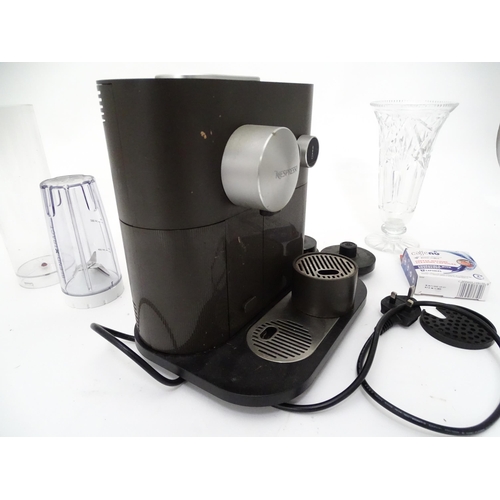 208 - A Nespresso Magimix coffee machine with accessories, together with a mid 20thC cut glass vase, the l... 