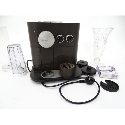 208 - A Nespresso Magimix coffee machine with accessories, together with a mid 20thC cut glass vase, the l... 