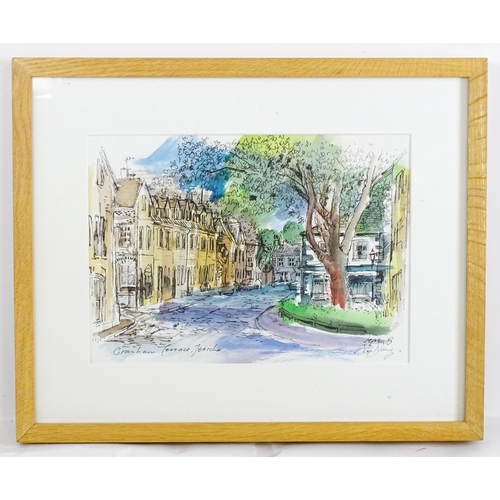 222 - Early 21st century, Watercolour, Cranham Terrace Jericho, An Oxford street scene. Indistinctly signe... 