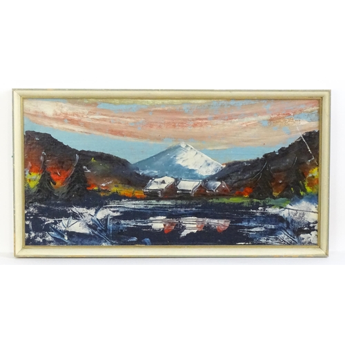 256 - Manner of George Richard Deakins, 20th century, Oil on board, An abstract mountain landscape. Approx... 