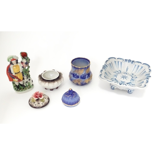 315 - A quantity of assorted ceramics to include a German photograph frame with ceramic surround decorated... 