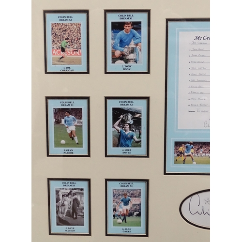 340 - Football memorabilia : a framed Colin Bell / Manchester City F.C. commemorative display, consisting ... 