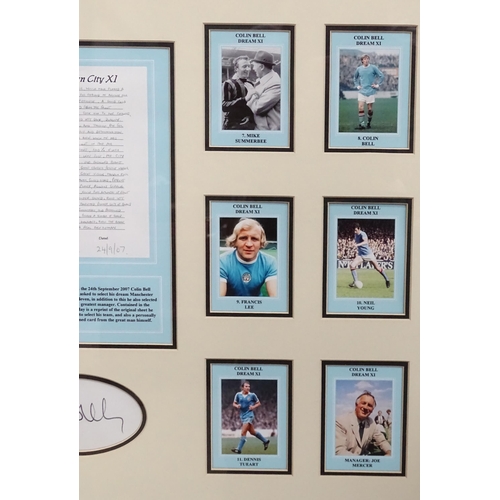 340 - Football memorabilia : a framed Colin Bell / Manchester City F.C. commemorative display, consisting ... 