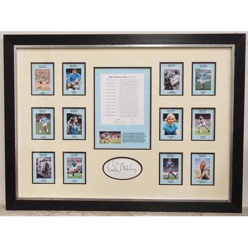 340 - Football memorabilia : a framed Colin Bell / Manchester City F.C. commemorative display, consisting ... 