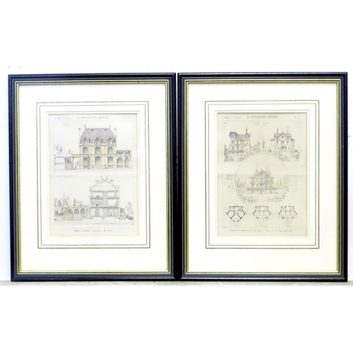 560 - Two French architectural prints from La Construction Moderne, comprising Hotel a Reims, and Chalet a... 