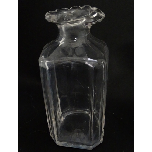 629 - A quantity of assorted 19thC and later glass ware to include decanters, carafes, vase, etc. Largest ... 