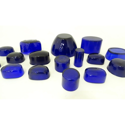 631 - A quantity of assorted blue glass liners, various shapes and sizes. (16)