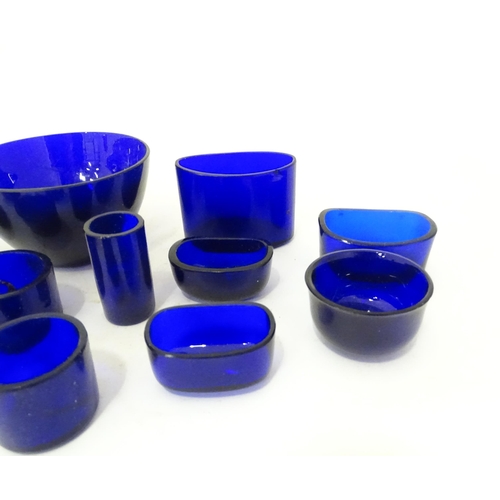 631 - A quantity of assorted blue glass liners, various shapes and sizes. (16)