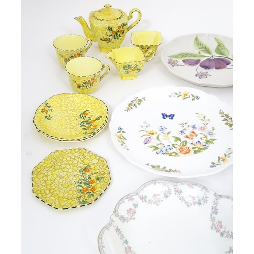 76 - A quantity of assorted ceramics to include tea wares, cake plates, napkin rings, etc. Makers to incl... 