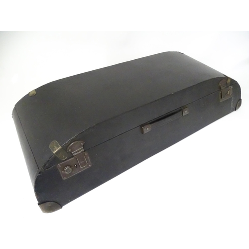 229 - A mid 20thC vintage car motoring trunk / case by Newbury & Johnson , London, of shaped form, approx ... 