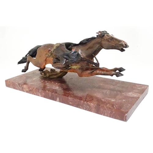 346 - A late 20thC model of a Native American on horseback. Approx. 13 1/2