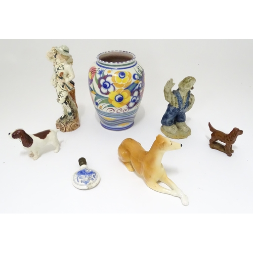 349 - A quantity of assorted ceramics to include an early Poole Pottery vase decorated in the fuchsia patt... 