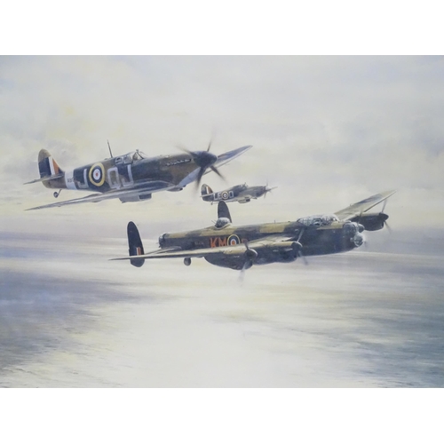 19 - After Robert Taylor, Signed limited edition print, Memorial Flight - The Spitfire, Hurricane and Lan... 