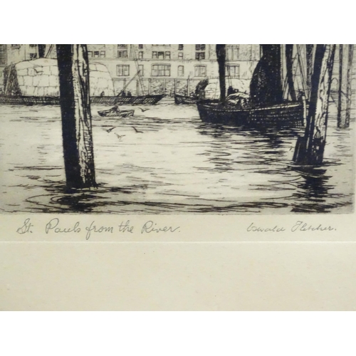 219 - A quantity of assorted drawings, prints and etchings to include St Paul's from the River by Oswald F... 