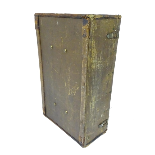 225 - Two mid 20thC suitcases, the largest example constructed from canvas with bamboo binding,  approx 24... 