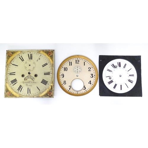 237 - Three assorted clock face dials to include a 19thC Counsell & Son (Ross-on-Wye) painted longcase dia... 