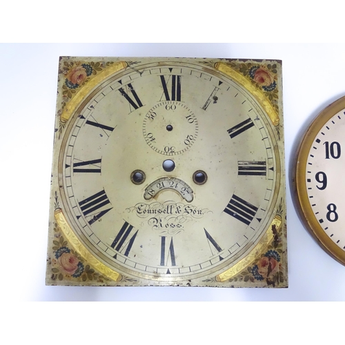 237 - Three assorted clock face dials to include a 19thC Counsell & Son (Ross-on-Wye) painted longcase dia... 