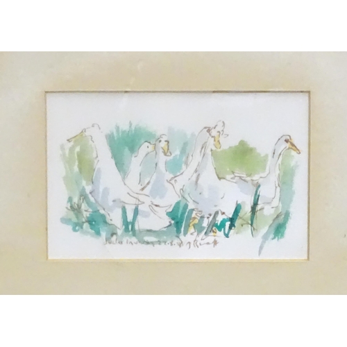 24 - Two 20thC watercolours comprising a study of ducks and a study of sheep. Both indistinctly signed, t... 