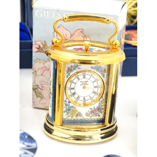 289 - A quantity of boxed Halcyon Days enamelled pill boxes and clock, together with boxed Royal Crown Der... 