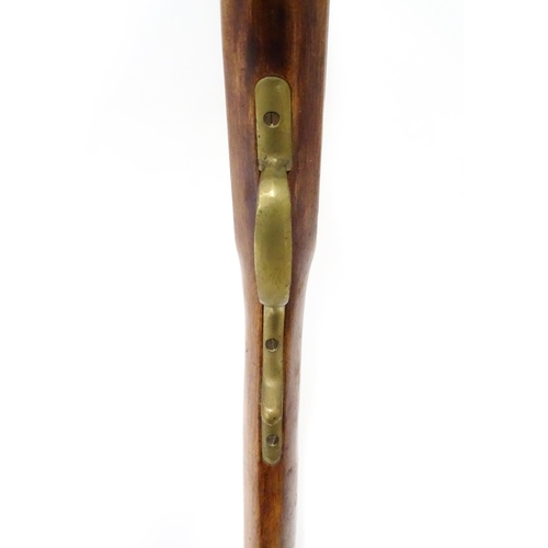 30 - A late 20thC Kentucky rifle two-piece walnut stock, fitted with brass furniture, approx 48