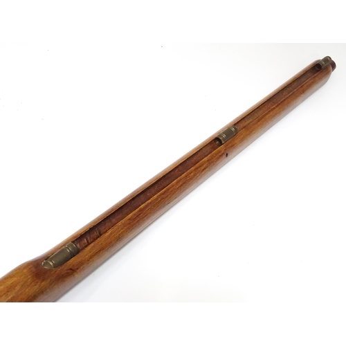 30 - A late 20thC Kentucky rifle two-piece walnut stock, fitted with brass furniture, approx 48