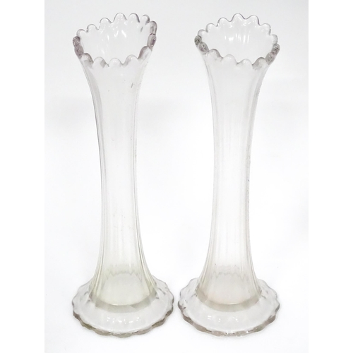 545 - Seven assorted glass vases, examples to include French art glass, one example with silver rim, the l... 