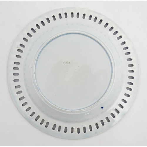 93 - A Spode blue and white ribbon plate decorated in the Tower plate. Together with a Chinese blue and w... 