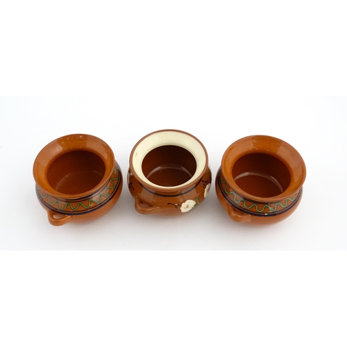 192 - A quantity of assorted ceramics to include three Swedish Nittsjo twin handled pots, a plate with han... 