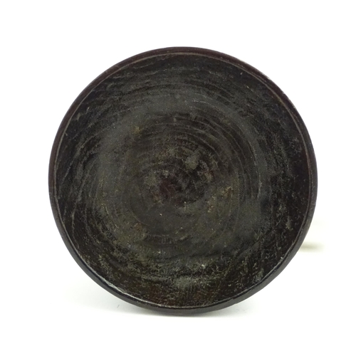 1384 - Treen : A 19thC laburnum salt of pedestal form. Approx. 3