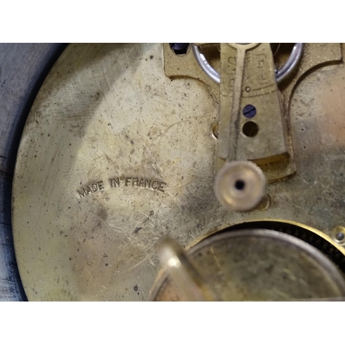 1664 - A French mahogany cased mantle clock with silvered dial with Arabic numerals and Japy Freres movemen... 