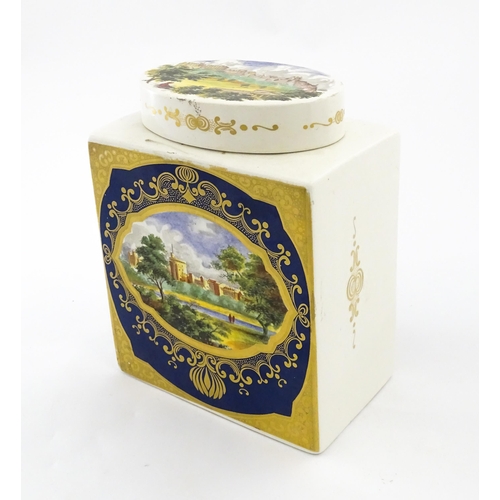 104 - A Royal Cauldon Bristol Ironstone tea caddy decorated with castle views. Marked under, Made especial... 