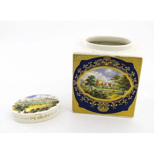 104 - A Royal Cauldon Bristol Ironstone tea caddy decorated with castle views. Marked under, Made especial... 