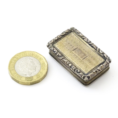 382 - A William IV silver vinaigrette with engine turned decoration hallmarked Birmingham c. 1834, maker N... 