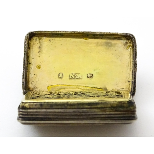 382 - A William IV silver vinaigrette with engine turned decoration hallmarked Birmingham c. 1834, maker N... 