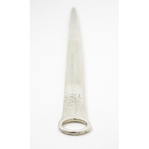 387 - A silver meat skewer hallmarked London 1802, maker Peter, Ann and William Bateman. Approx. 11 3/4