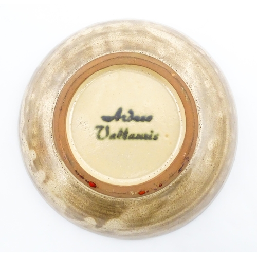 166 - A French Vallauris pottery bowl with Fat Lava style decoration. Marked under. Approx. 8