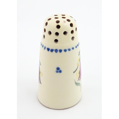 174 - A Carter Stabler & Adams sugar shaker decorated with bluebell flower. Marked under. Approx. 4 3/4