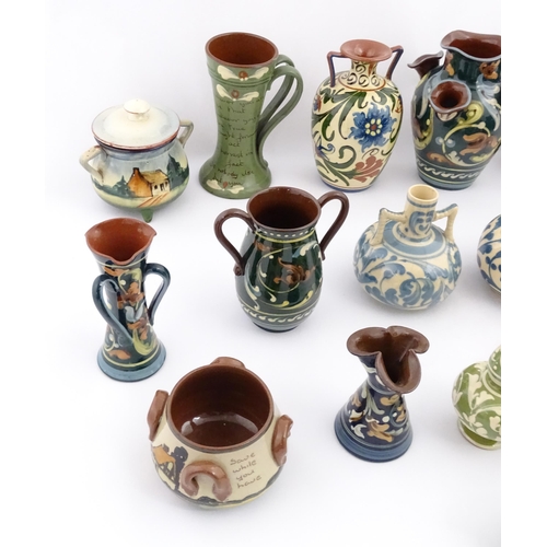 251 - A quantity of assorted Devon ceramics to include Allervale Pottery vases and jugs decorated with flo... 