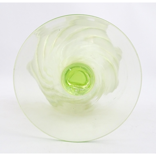 280 - A uranium glass pedestal vase with flared rim in the manner of John Walsh Walsh. Approx. 6