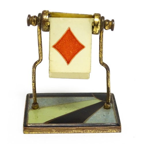 1168 - An Art Deco gilt metal trump card / suit indicator marker. Approx. 3