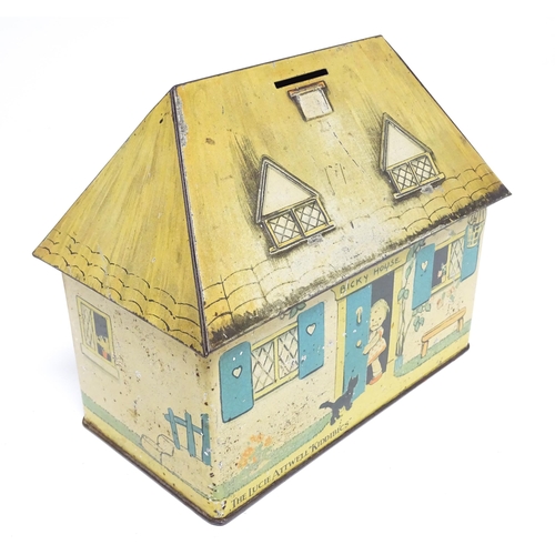 1177 - A William Crawford & Sons novelty biscuit tin / money box modelled as Bicky House - The Mabel Lucie ... 