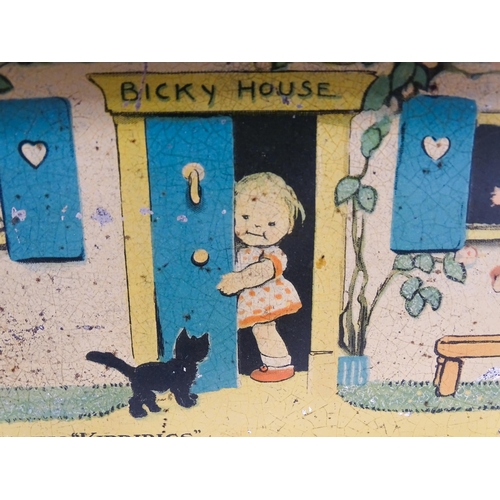 1177 - A William Crawford & Sons novelty biscuit tin / money box modelled as Bicky House - The Mabel Lucie ... 