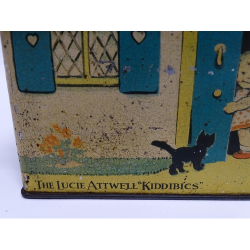 1177 - A William Crawford & Sons novelty biscuit tin / money box modelled as Bicky House - The Mabel Lucie ... 