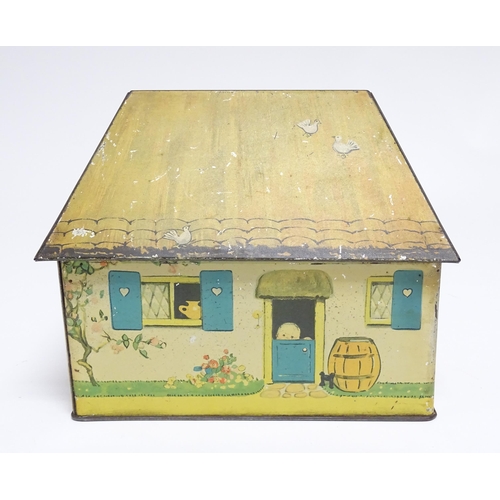 1177 - A William Crawford & Sons novelty biscuit tin / money box modelled as Bicky House - The Mabel Lucie ... 