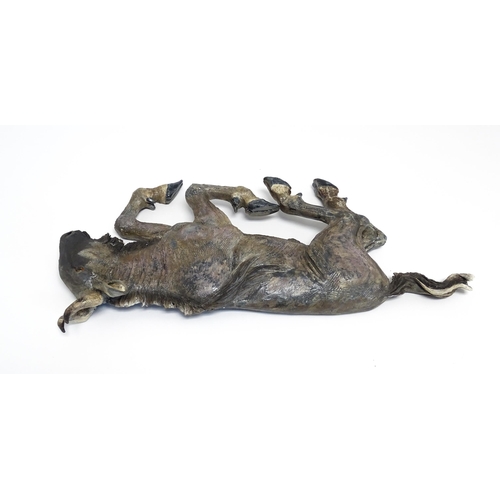 177 - A Sallie Wakley (b. 1967) studio pottery wall hanging plaque modelled as a water buffalo. Together w... 