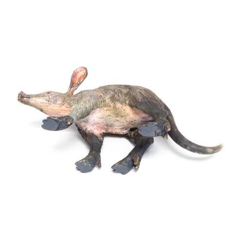 178 - A Sallie Wakley (b. 1967) studio pottery model of an aardvark. Signed and dated 2012 to reverse. App... 