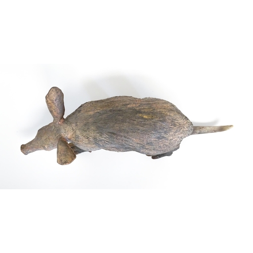 178 - A Sallie Wakley (b. 1967) studio pottery model of an aardvark. Signed and dated 2012 to reverse. App... 