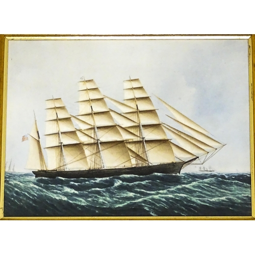 189 - Four Wedgwood plaques depicting the clipper ships Golden West, Sea Witch, Great Republic, and Dreadn... 