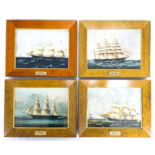 189 - Four Wedgwood plaques depicting the clipper ships Golden West, Sea Witch, Great Republic, and Dreadn... 